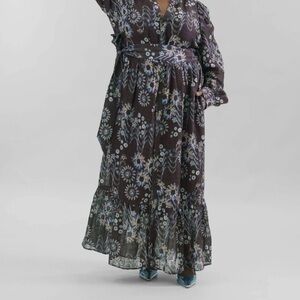Marie Oliver Hannon Long Sleeve Linen Blend Maxi Dress Plus Size 22 NWT $477